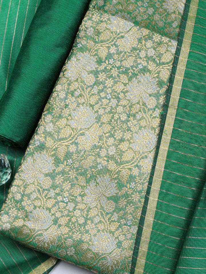 Banarasi Chanderi Unstitched Suit With Pant &amp; Dupatta