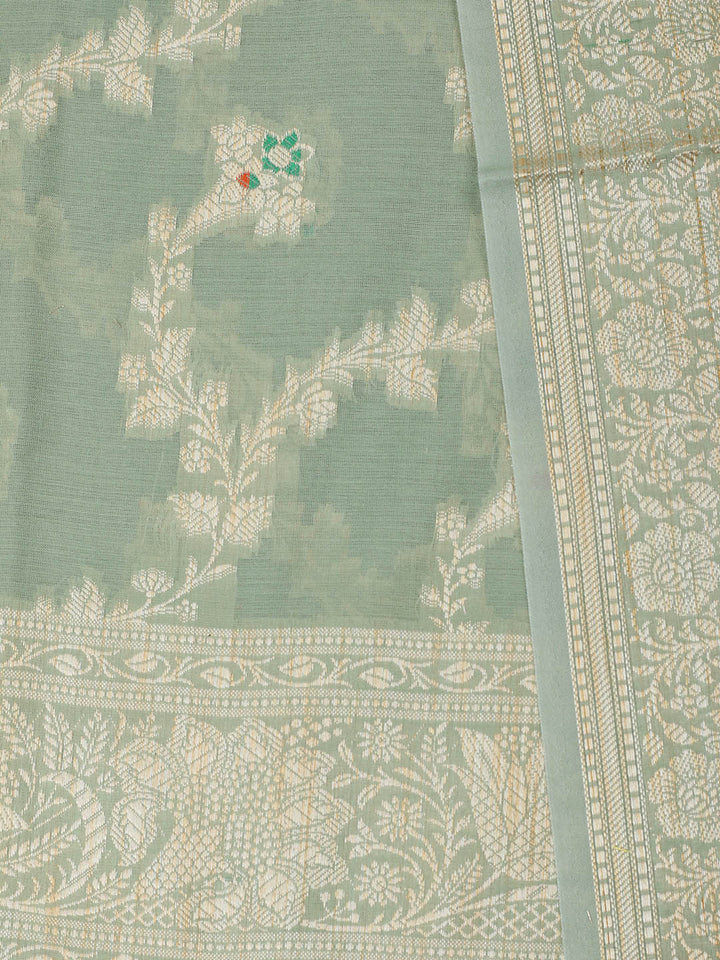 Woven Design Chanderi Unstitched Suit With Pant &amp; Dupatta