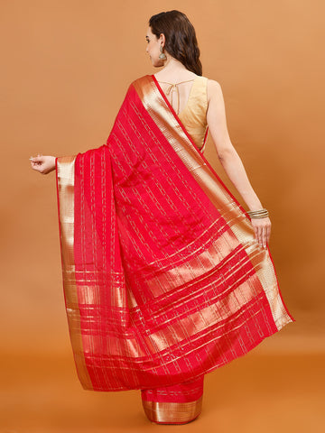 Plain Zari Border Organza Saree