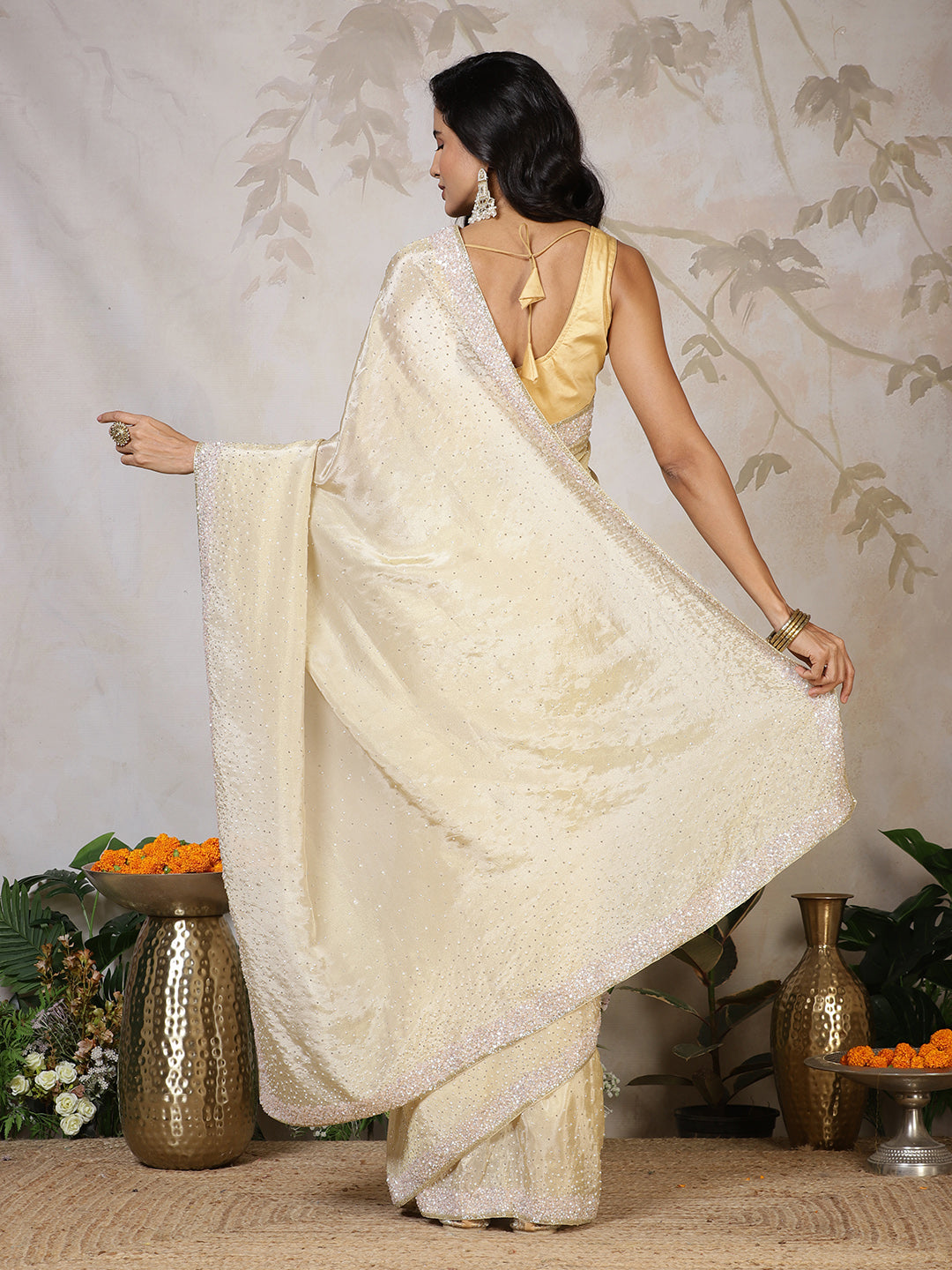 Sequence Embroidery Tissue Saree