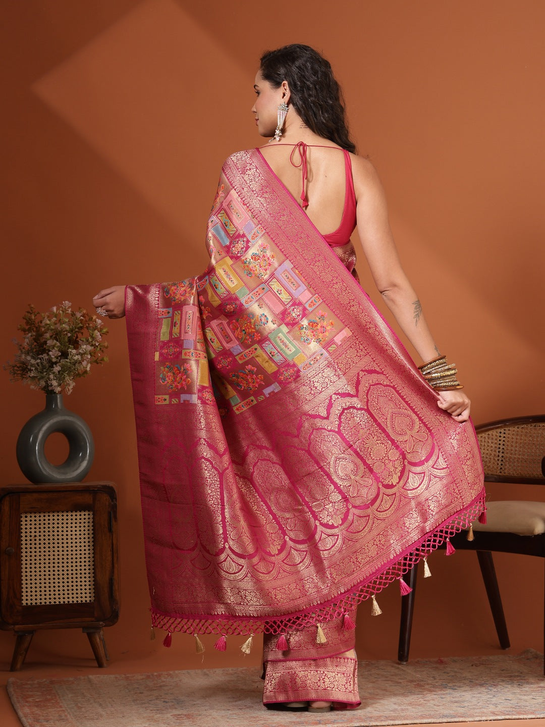 Woven Design Satin Saree