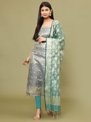 Woven Chanderi Unstitched Suit With Dupatta