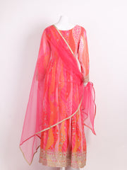 Embelished Work Art Silk Sweet Heart Long Gown With Dupatta