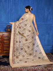 Zaari Border Cotton Blend Saree
