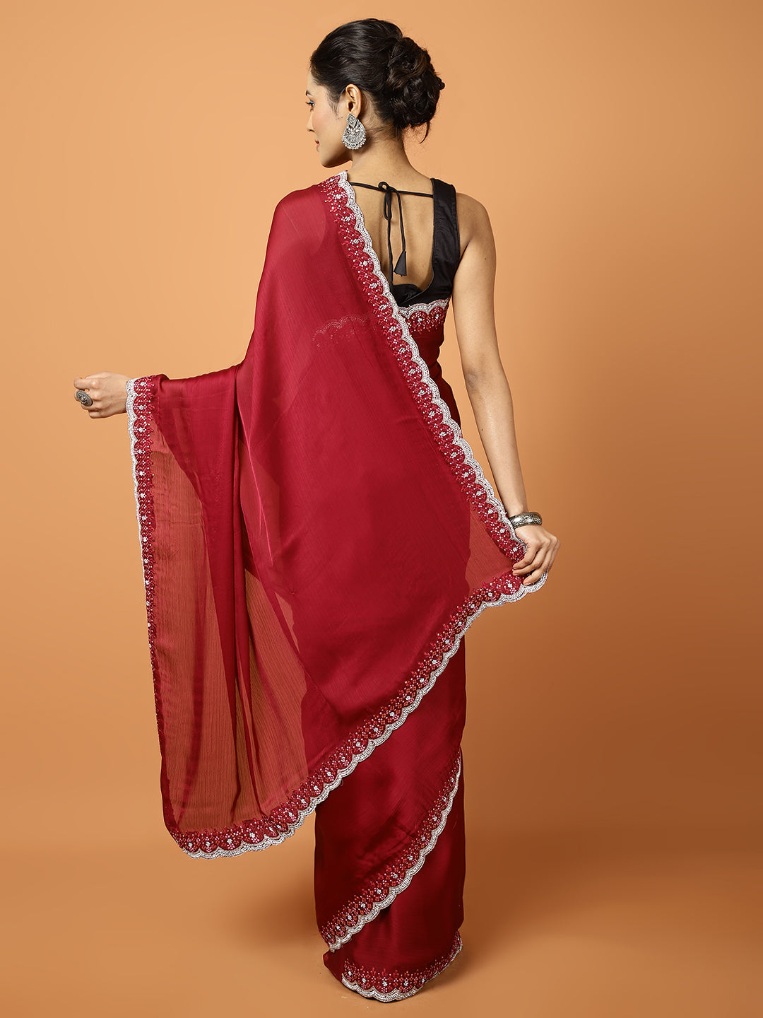 Stone Work Art Chiffon Saree