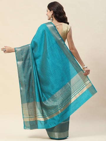 Plain Zari Border Woven Handloom Saree