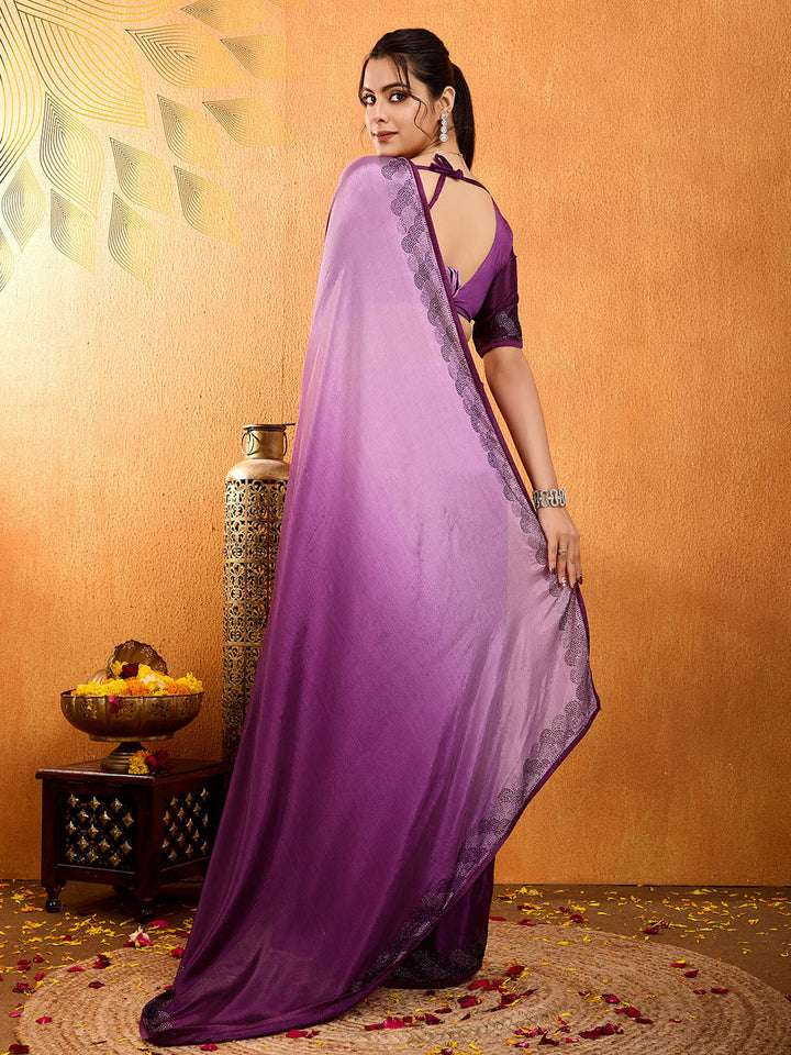 Embroidered Chinon Saree