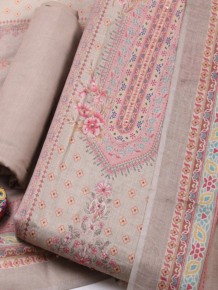 Printed Tissue Unstitched Suit With Pant &amp; Dupatta