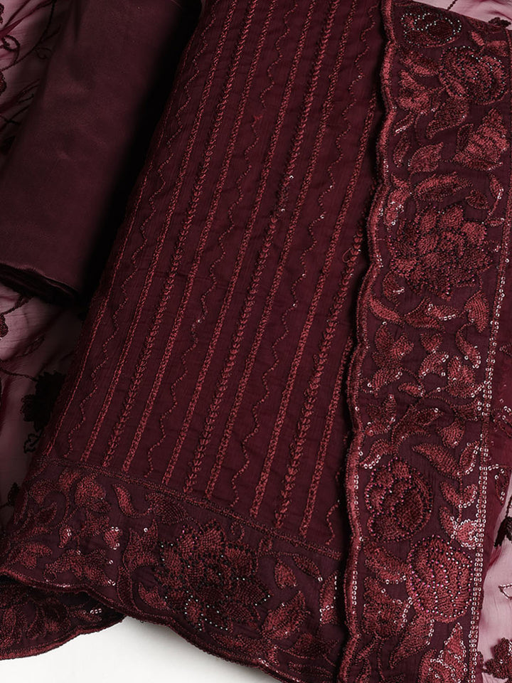 Resham Jaal Chiffon Unstitched Suit With Dupatta