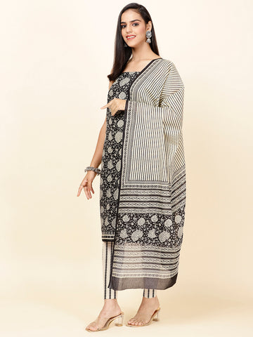 Printed Cotton Unstitched Suit Piece With Dupatta