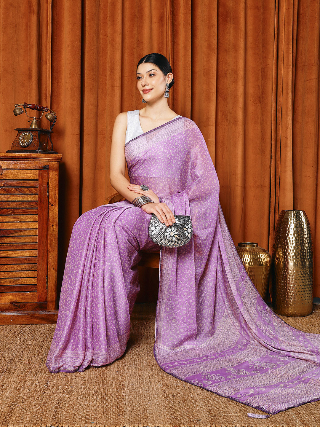 Floral Printed Georgette Saree