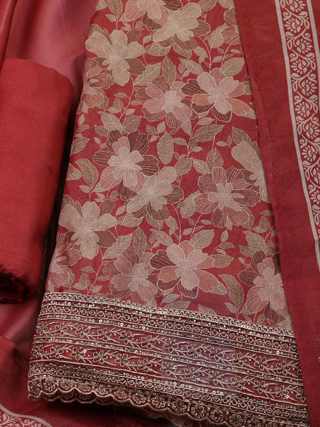Embroidered Tissue Unstitched Suit With Dupatta