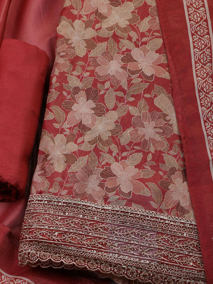 Embroidered Tissue Unstitched Suit With Dupatta
