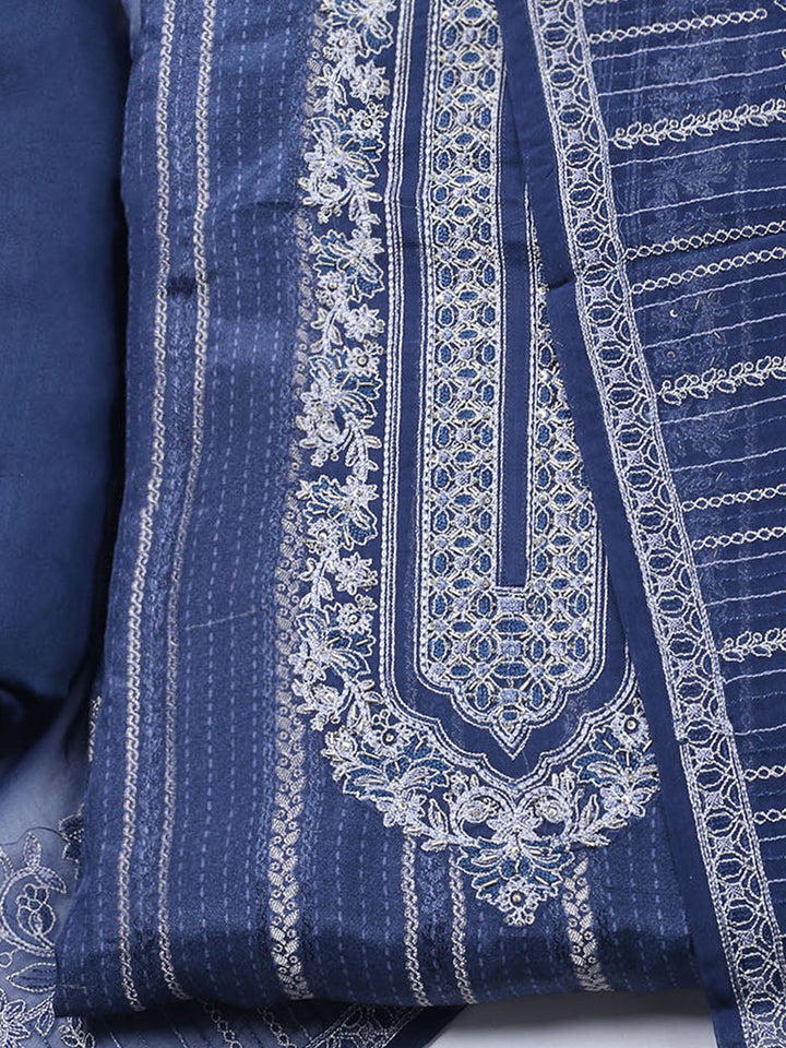 Embroidered Muslin Unstitched Suit With Dupatta