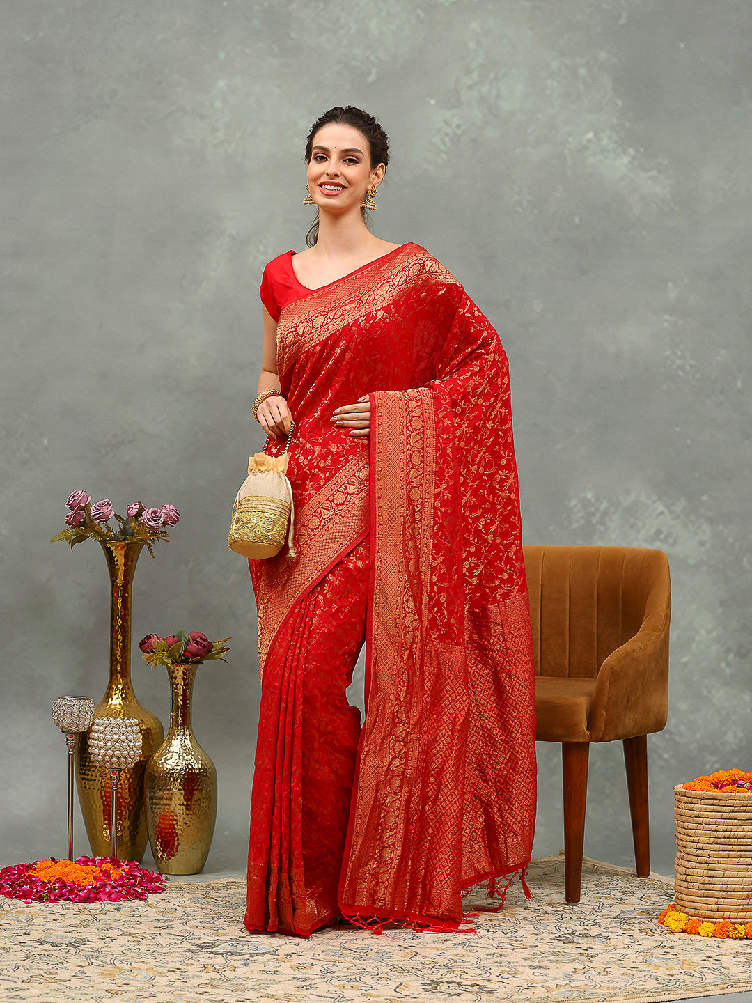 Zaari Jaal Crepe Saree