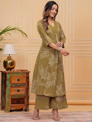 Digital Printed Cotton Blend Kurta With Pants