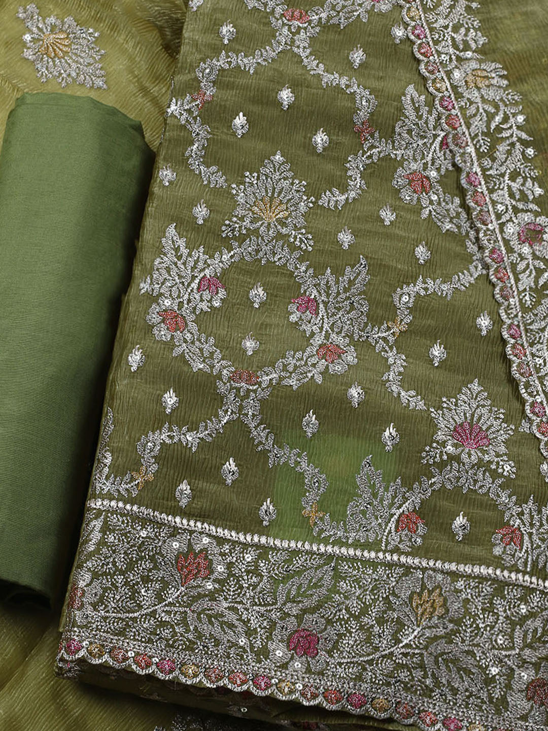 Woven Design Tissue Unstitched Suit With Dupatta
