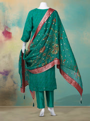 Bandhani Printed Organza Kurta With Pants & Dupatta