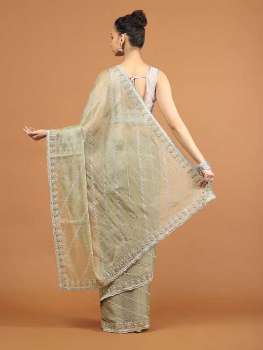 Stone Work Art Chiffon Saree