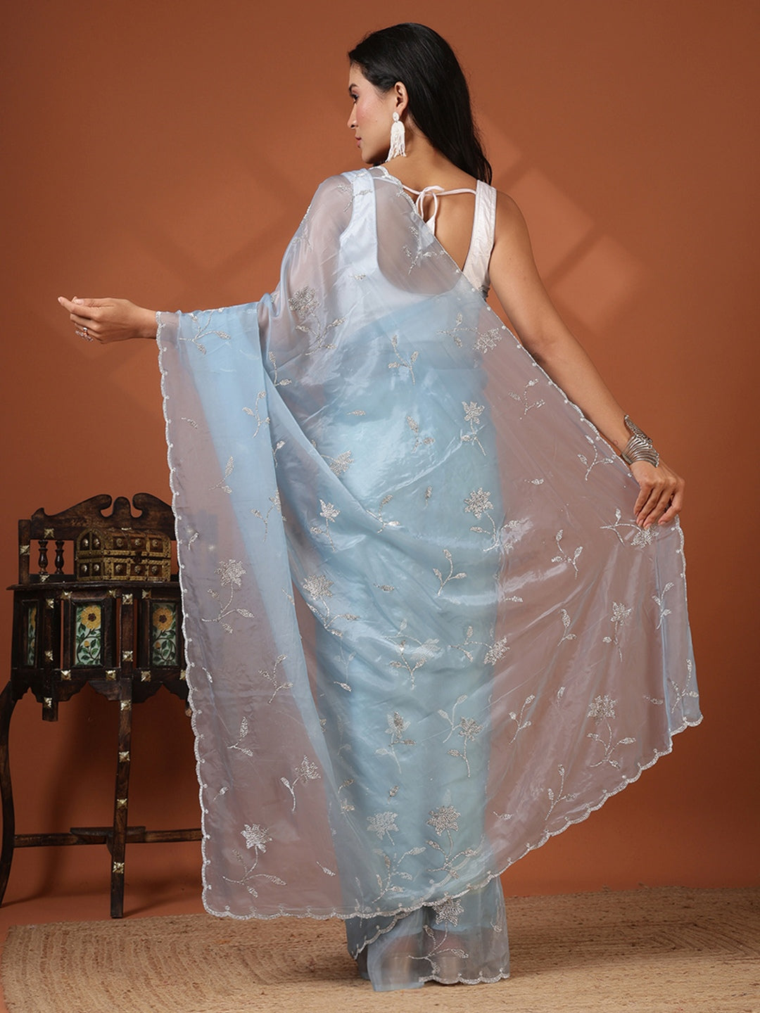 Embroidered Tissue Saree