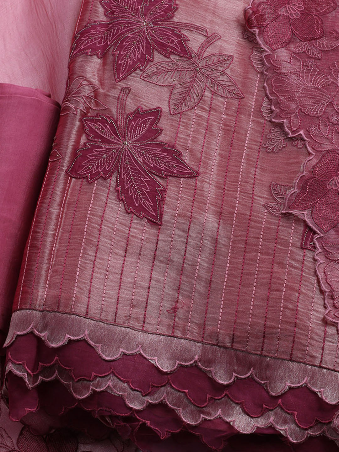 Embroidered Tissue Unstitched Suit With Dupatta