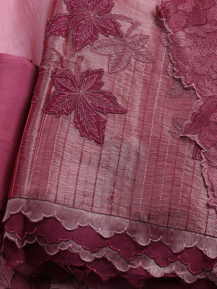 Embroidered Tissue Unstitched Suit With Dupatta