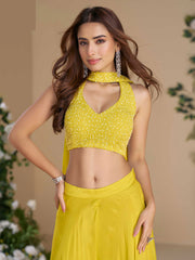 Embelished Chinon Suit With Pant & Dupatta