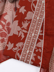 Printed Cotton Blend Unstitched Suit With Dupatta