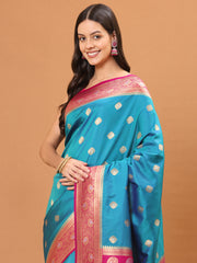 Zari Border Booti Woven Handloom Saree