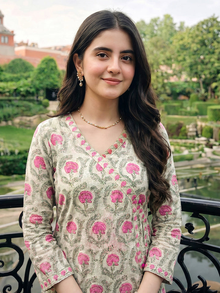 Printed Cotton Blend Kurta Set