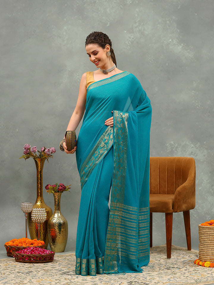 Zari Border Chiffon Woven Saree