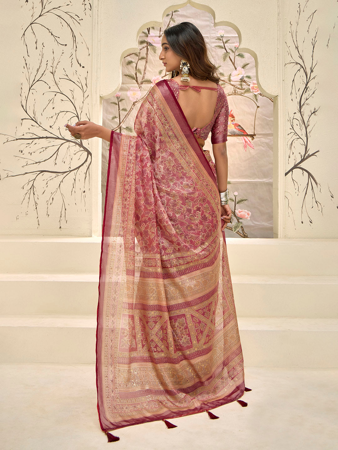 Abstract Printed Art Silk Saree