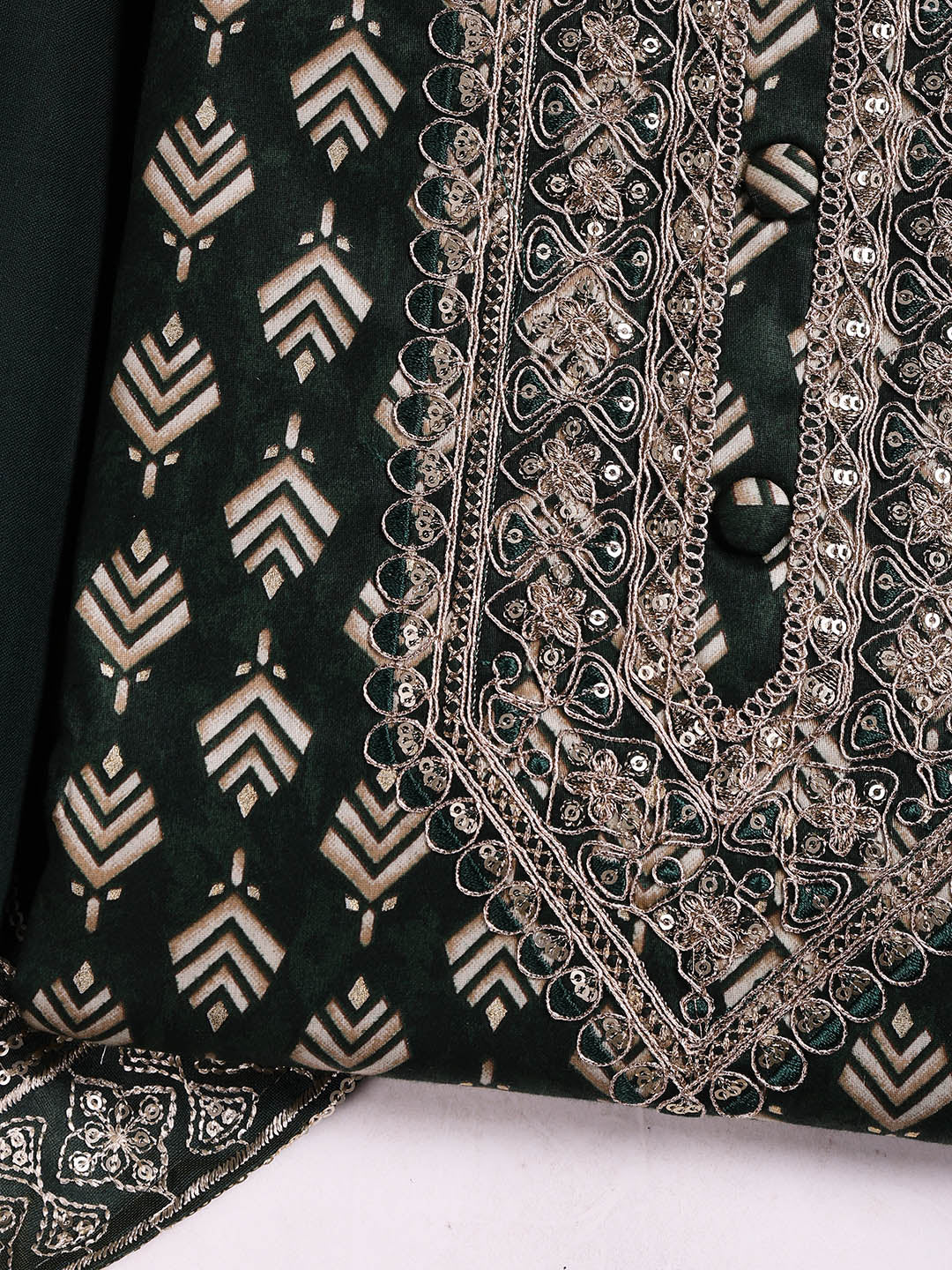Neck Embroidered Cotton Blend Unstitched Suit With Dupatta