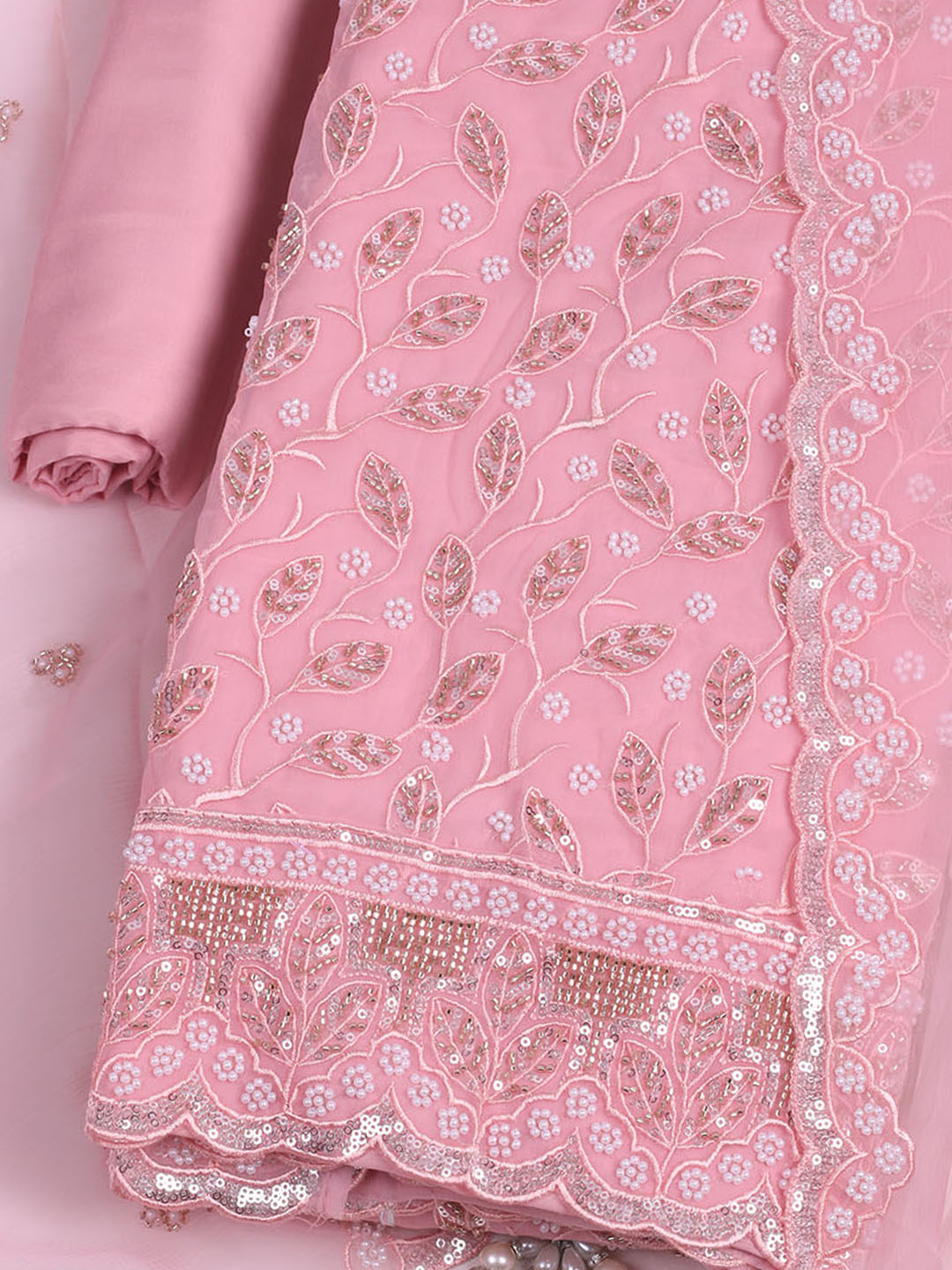 Embroidered Chiffon Unstitched Suit With Dupatta