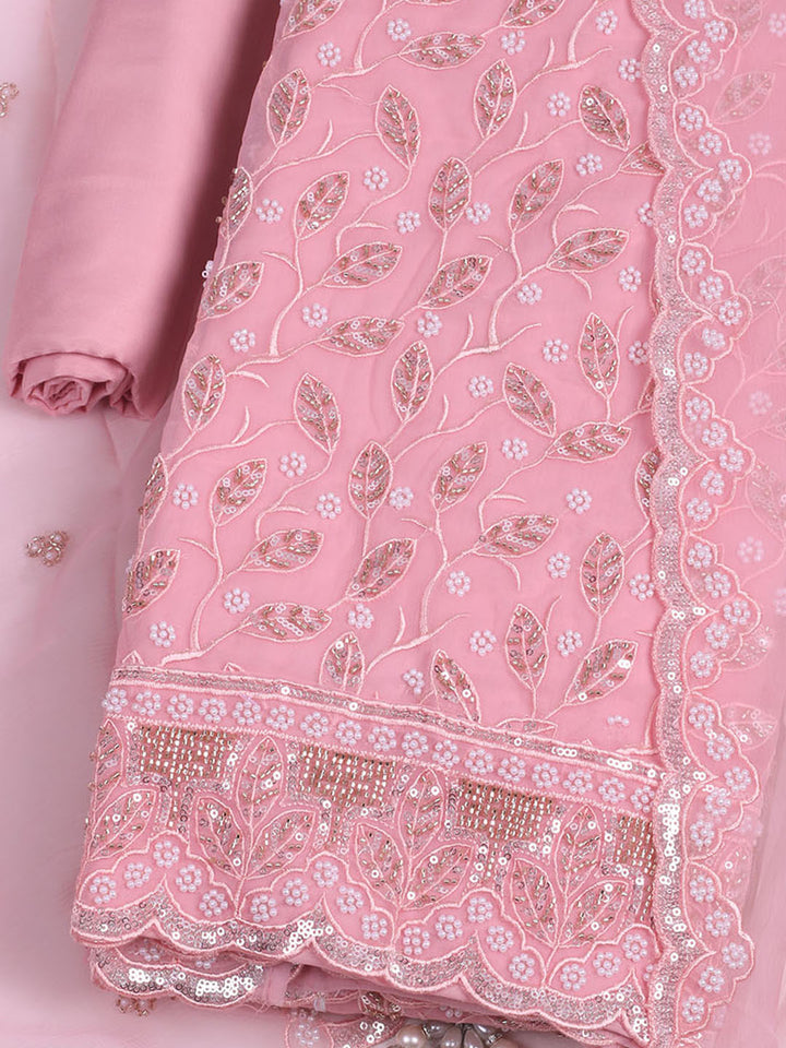Embroidered Chiffon Unstitched Suit With Dupatta
