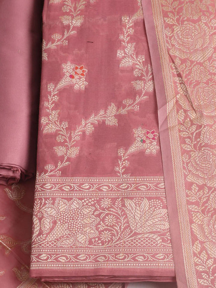 Woven Design Chanderi Unstitched Suit With Pant &amp; Dupatta