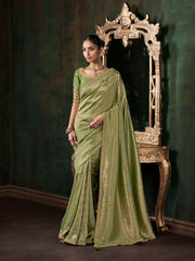 Woven Design & Embroidered Border Art Silk Saree