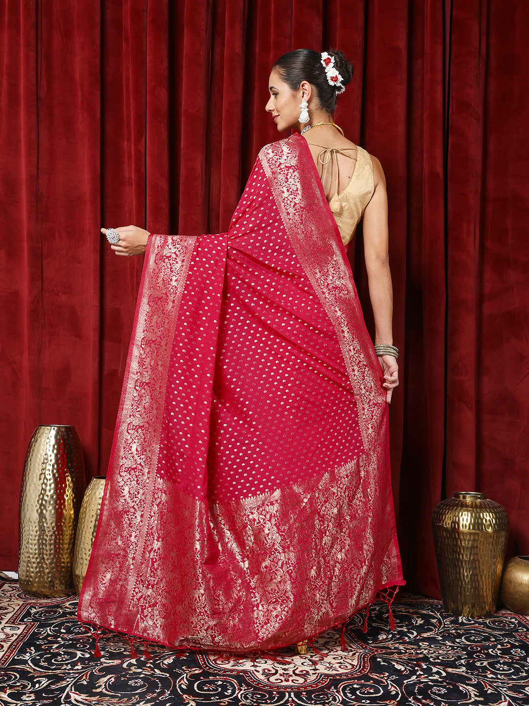 Zaari Jaal Crepe Saree