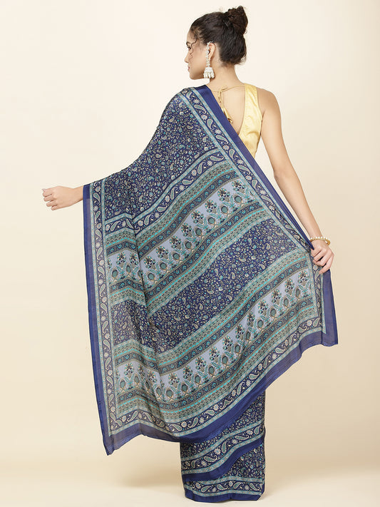 Printed Crepe Woven Saree