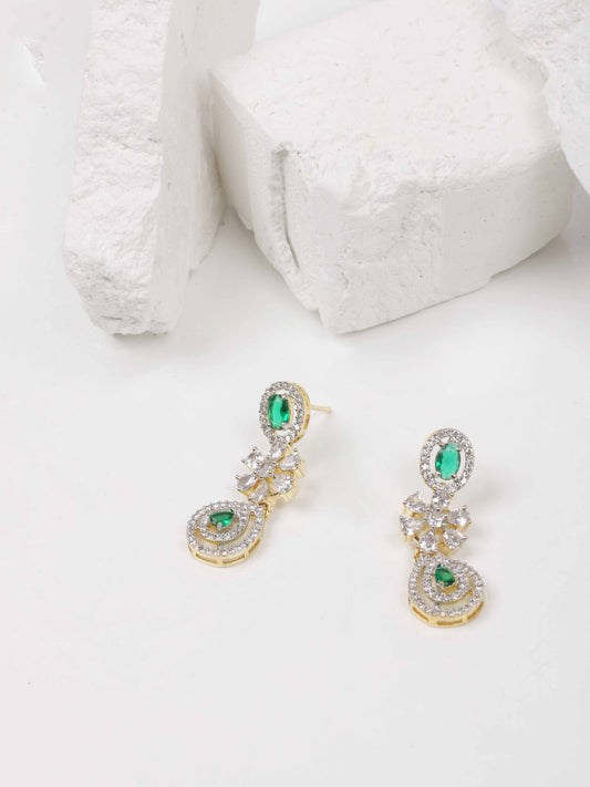 Emerald Stone Dangle Earrings