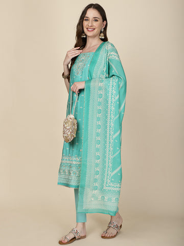 Printed Muslin Unstitched Suit Piece With Dupatta