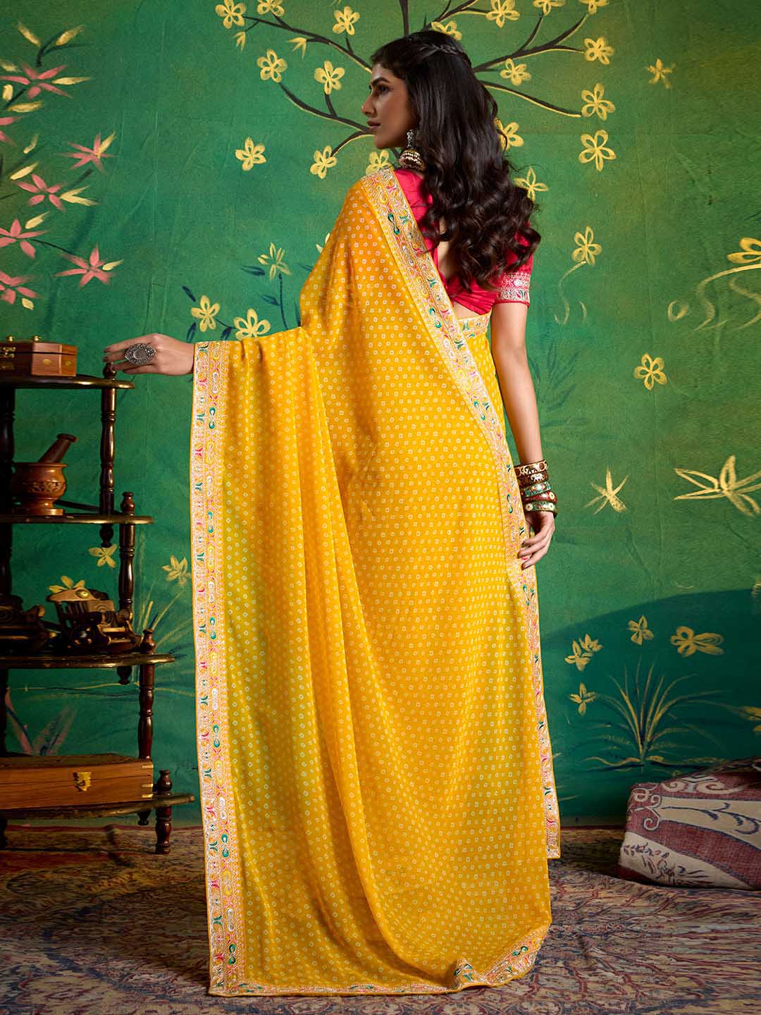 Bandhani Print Georgette Saree