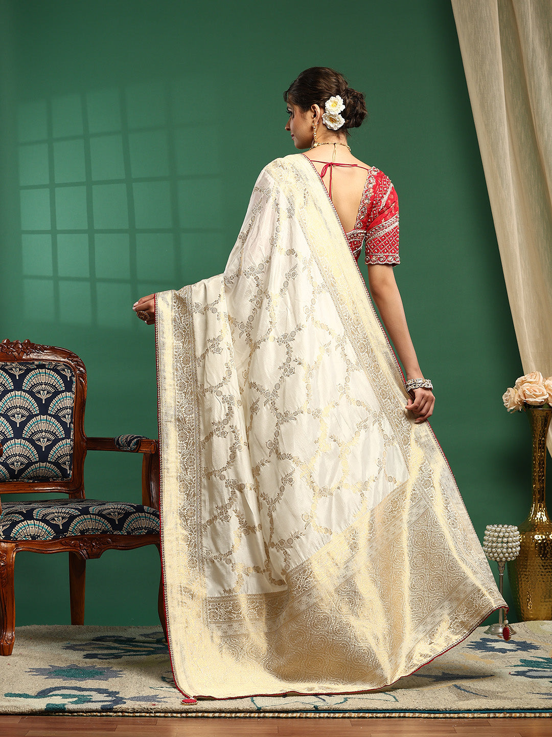 Embroidered Dola Silk Saree