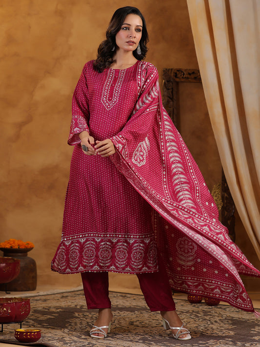 Printed Muslin Kurta With Pants & Dupatta