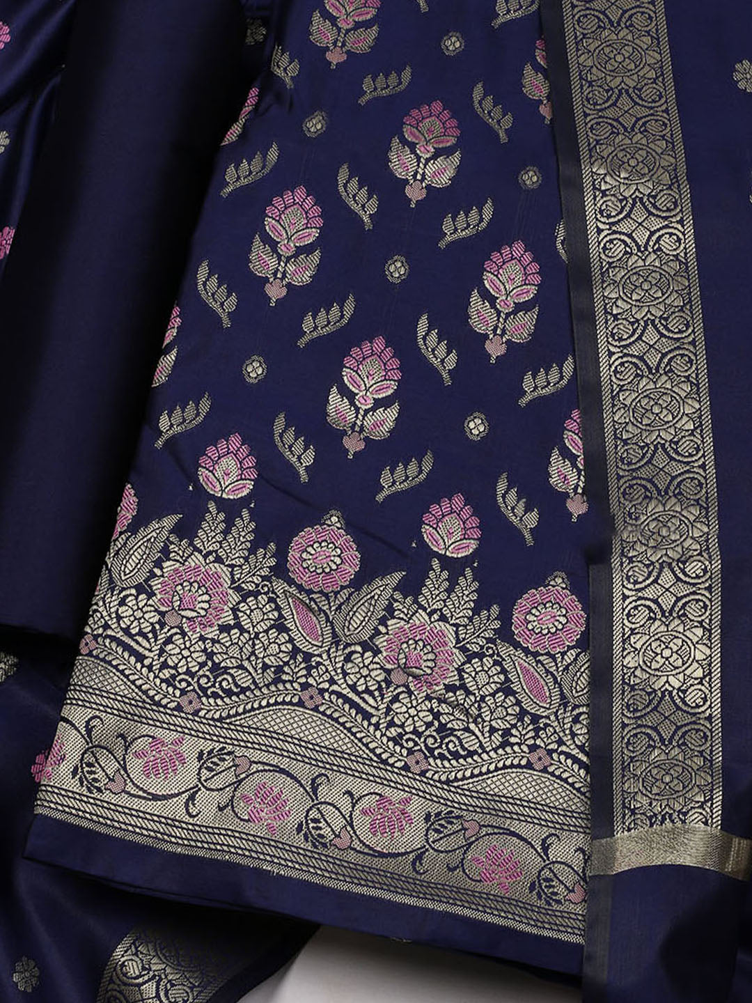 Woven Chanderi Unstitched Suit With Dupatta