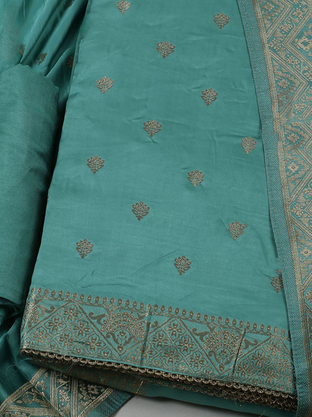 Woven Design Chanderi Unstitched Suit With Dupatta