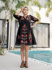 Resham Embroidered Cotton Blend Dress