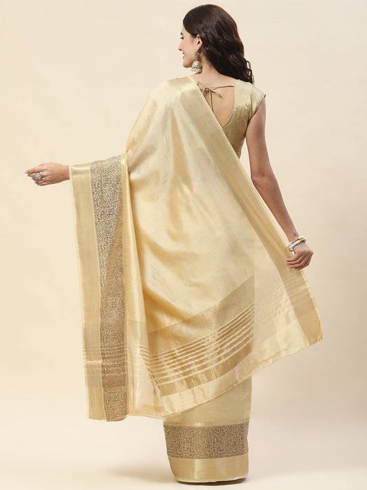 Plain Zari Border Woven Handloom Saree