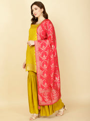 Woven Banarasi Kurti With Sharara & Dupatta