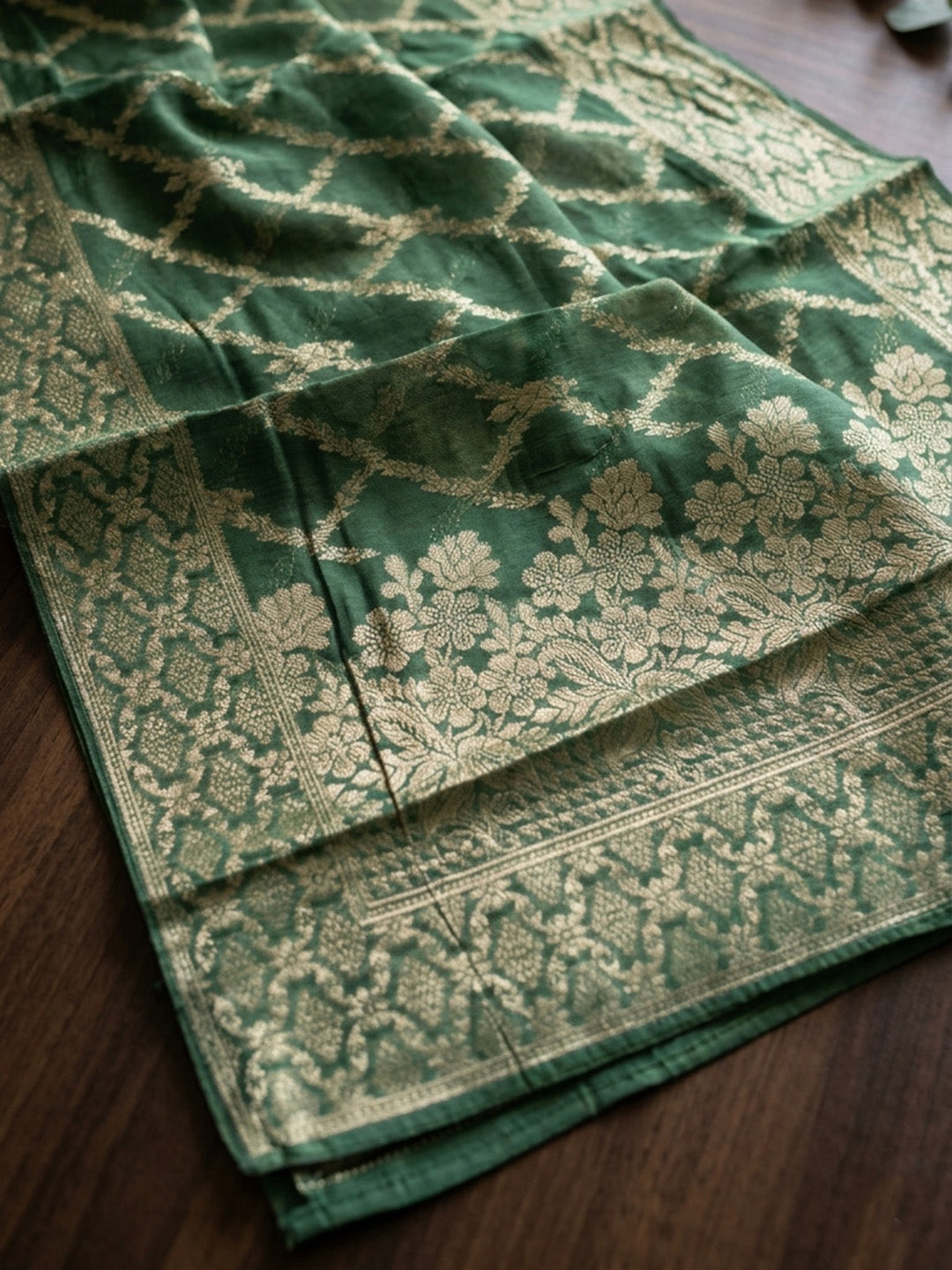 Embroidered Chanderi Unstitched Suit With Pant &amp; Dupatta